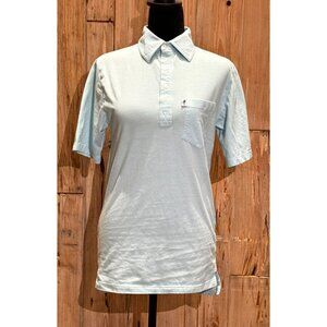 Womens Light Blue Pocket Polo Retro Surf Style Large Cotton Summer Shirt